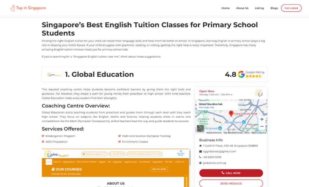 Blog page example