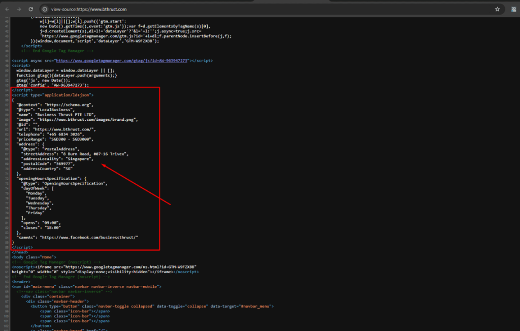 Schema markup code